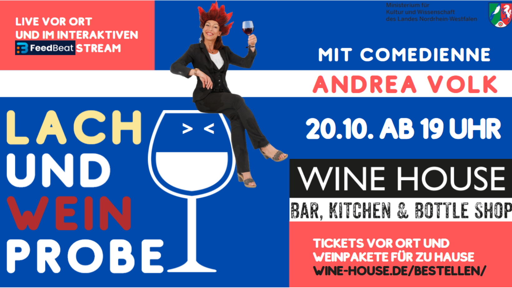 Lach- und Weinprobe mit Andrea Volk im WINE HOUSE